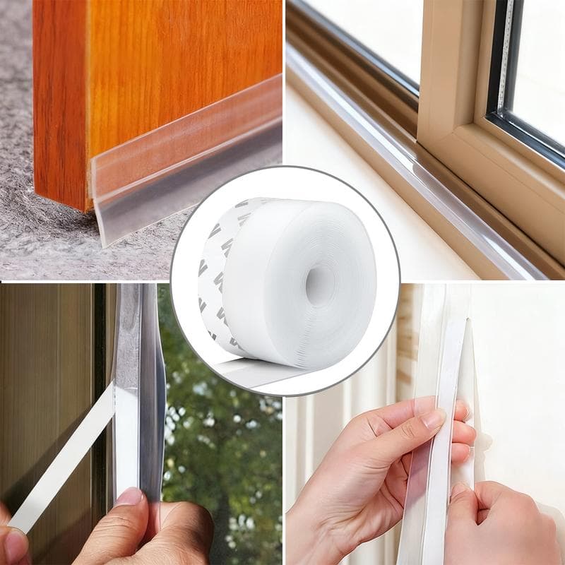 16.4 ft (5 m) door sealing tape, 1.38" wide, strong adhesive, for sealing gaps and against showers, keeps out cold, dust, and insects, sealing tape for home