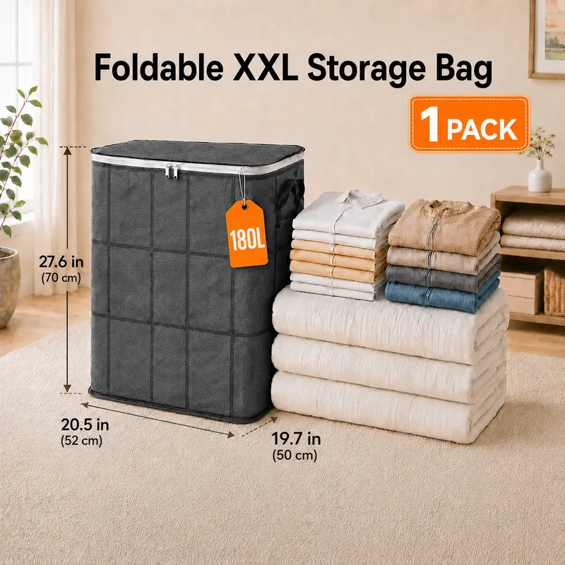 Extra-large moving bags, sturdy, with reinforced handles; dustproof storage bags for clothes, bedding, and travel; zippered closure; organizer for closet and home organization