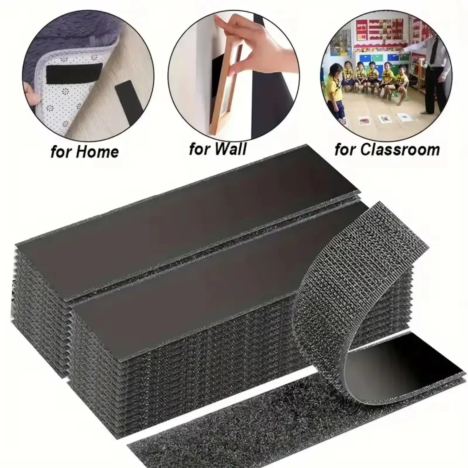 10pairs Heavy Duty Water-Resistant Self-Adhesive Double-Sided Hook-and-Loop Strips, Versatile Mounting Tape for Wall Hanging Picture Frames, Cable Organization (Home & Office Use)