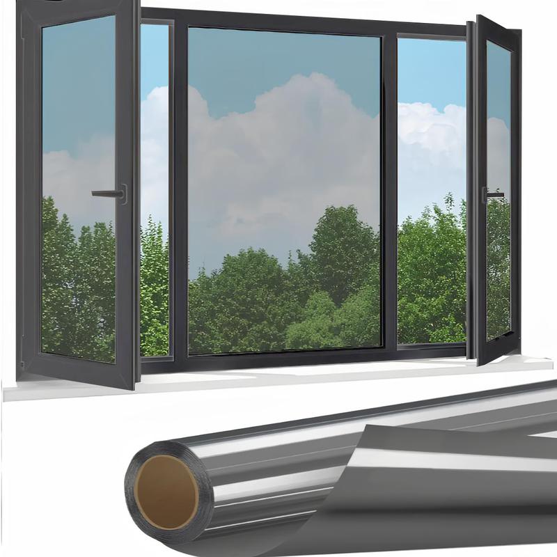 Daytime Privacy Window Film One Way Retroreflective, Heat and UV Control for Home and Office, Easy Installation Static Cling Film, UV Solar Blocking, Black, 17.5 inch x 6.5 feet