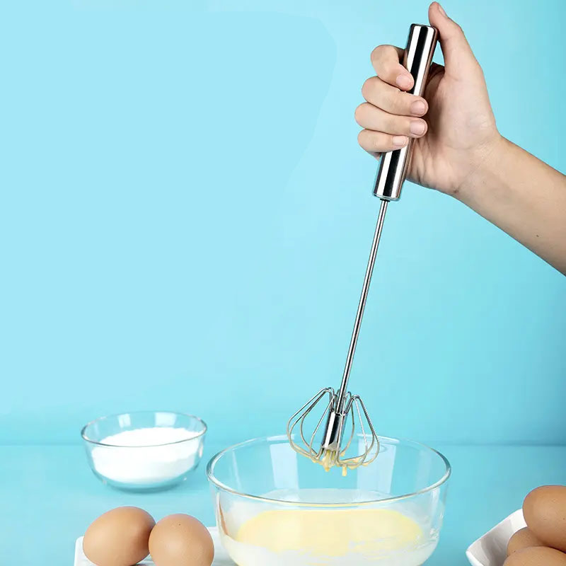 1 piece semi-automatic stainless steel beater, egg whisk, manual mixing wand, kitchen mixer, kitchen tool for mixing (30.48 cm)