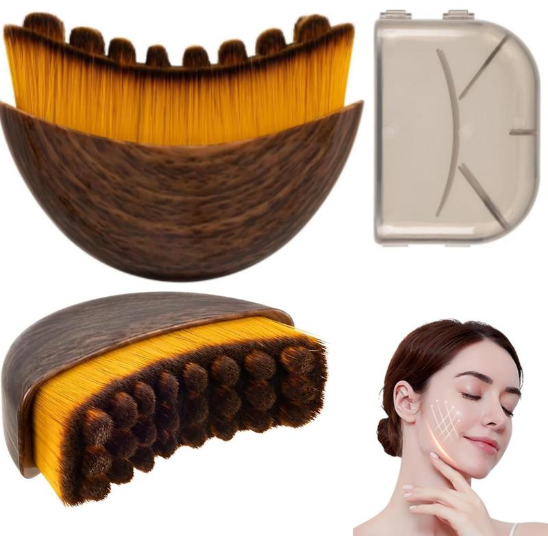 Face Lymphatic Contour Brush | Jawline Sculpting & Dry Brushing Tool | Depuffing Massager